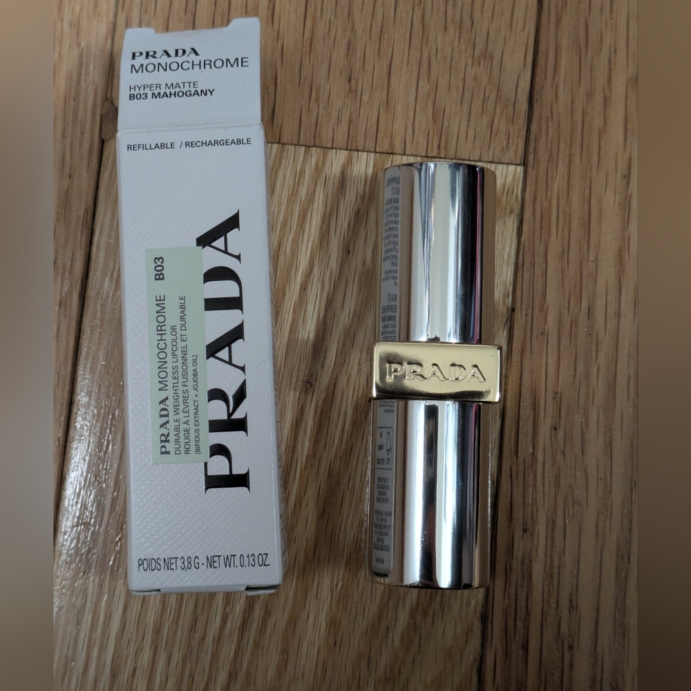 NEW PRADA MONOCHROME HYPER MATTE REFILLABLE LIPSTICK IN B03 MAHOGANY - Picture 9 of 11